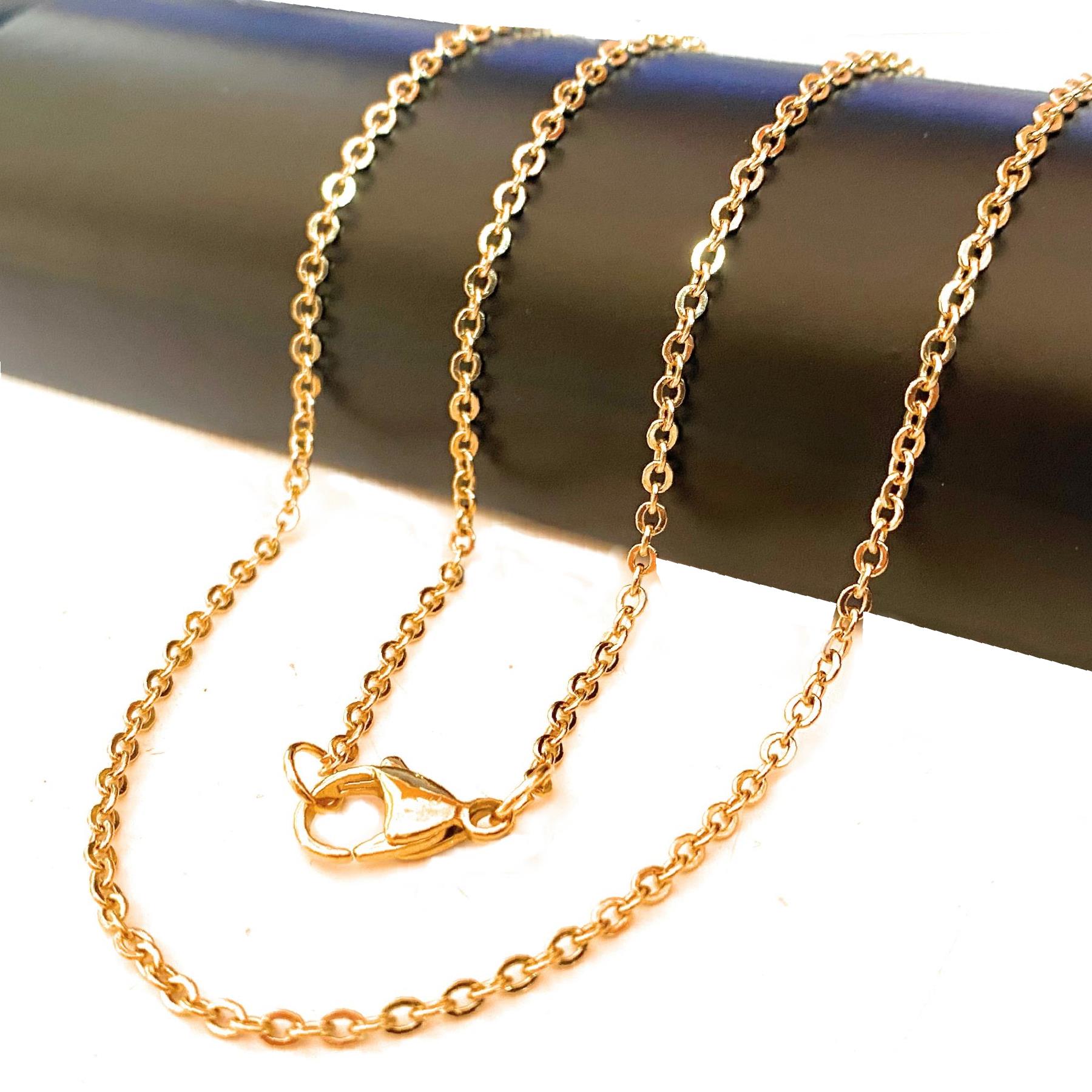 Collana catena in acciaio inox  oro da uomo catenina rolo lunga 50 70 cm x 2 mm fine